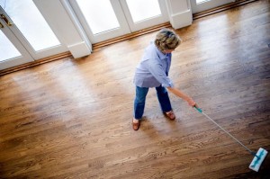 damp mopping wood floors