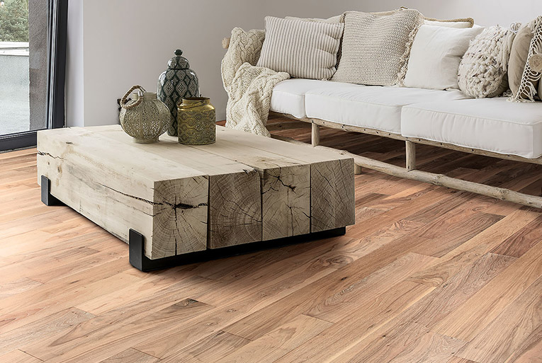 Walnut White Mist hardwood flooring showcased in an upscale interior setting, exuding timeless elegance with its rich hues and exquisite grain patterns.
